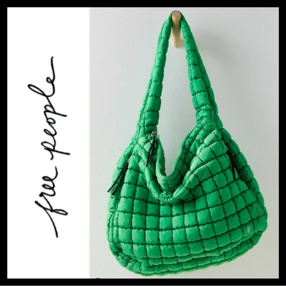 Free People Handbags - 💚 Free People Quilted Carryall Bag Kelly Green - Factory Sealed